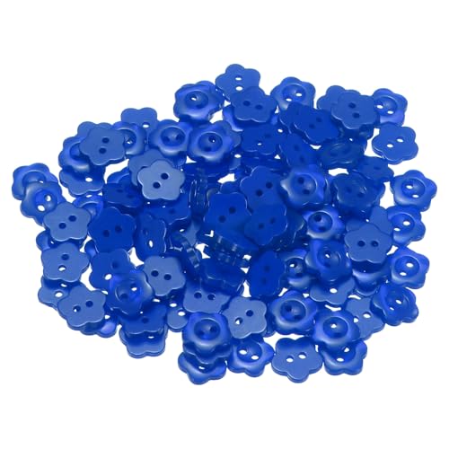 HARFINGTON 150 Stück 20 l Blumen-Nähknöpfe 12,5 mm Harz Torx 2-Loch Bastelknöpfe zum Nähen von Kleidung und Heimwerken, Blau von HARFINGTON