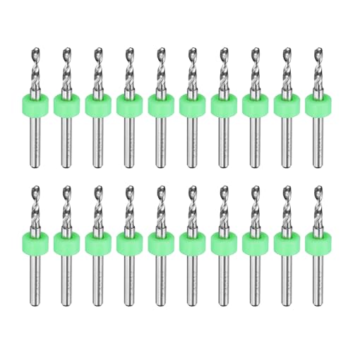 HARFINGTON 20 Stück Mikro-PCB-Bits, 2,45 mm, Wolframstahl, Hartmetall, Spiralbohrer, Mini-Bohrwerkzeug mit 0,3 cm Schaft für Leiterplatten, Stein, CNC-Gravur von HARFINGTON