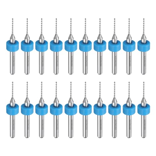 HARFINGTON 20 Stück Mikro-PCB-Bohrer, 0,75 mm, Wolframstahl, Hartmetall, Spiralbohrer, Mini-Bohrwerkzeug mit 0,3 cm Schaft für Leiterplatten, Stein, CNC-Gravur von HARFINGTON