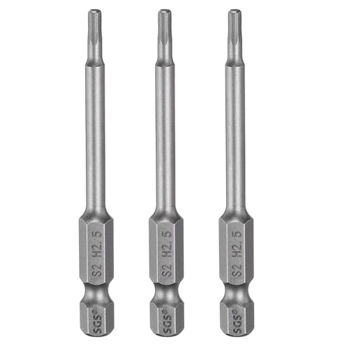 HARFINGTON 3 x H2,5-Sechskantkopf-Bohrer-Bits, 2,5 mm, metrische flache Spitze, 6,35 mm Sechskantschaft, 75 mm lang, magnetischer Sechskantschraubendreher, industrielle Schraubendreher, Power-Bits von HARFINGTON