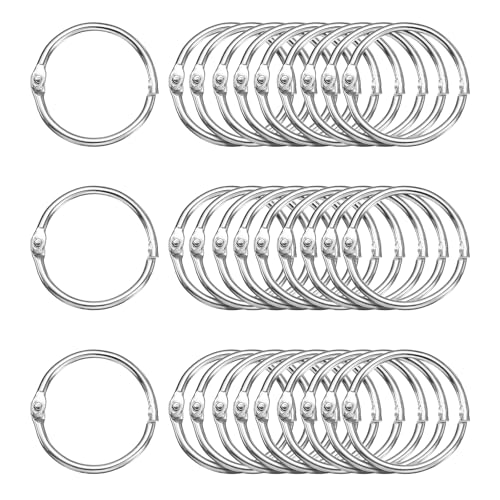 HARFINGTON 40 Stück Binderinge 2,5 cm Loseblatt-Bindering Metall Buchringe lose Blätter Ringe für Karteikarten Schlüsselanhänger Schlüssel Notizbuch Ringe für Home Office Silber Ton von HARFINGTON