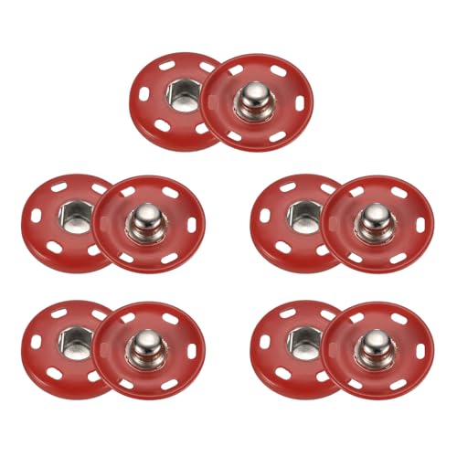 HARFINGTON 5 Druckknöpfe zum Aufnähen, 21 mm, Metall, Druckknöpfe, Verschluss für Geldbörse, Handtasche, Kleidung, Nähen, Handwerk, Rot von HARFINGTON