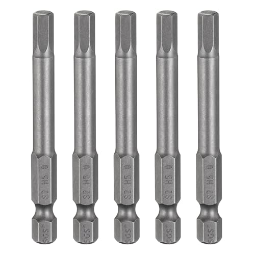 HARFINGTON 5 x H5.0 Sechskantkopf-Bohrer-Bits, 5 mm, metrische flache Spitze, 6,35 mm Sechskantschaft, 65 mm lang, magnetischer Sechskantschraubendreher, Stecknuss, industrielle Schraubendreher, von HARFINGTON