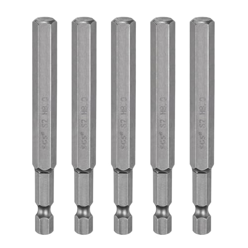 HARFINGTON 5 x H8.0 Sechskant-Bohrer-Bits, 8 mm, metrische flache Spitze, 6,35 mm Sechskantschaft, 80 mm lang, magnetischer Sechskantschraubendreher, Stecknuss, industrielle Schraubendreher, von HARFINGTON