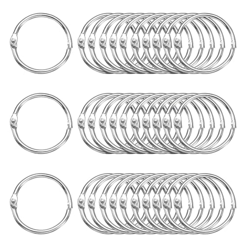 HARFINGTON 50 Stück Binderinge 2,5 cm lose Blätter Bindering Metall Buchringe lose Blätter Ringe für Karteikarten Schlüsselanhänger Schlüssel Notizbuch Ringe für Home Office Silber Ton von HARFINGTON