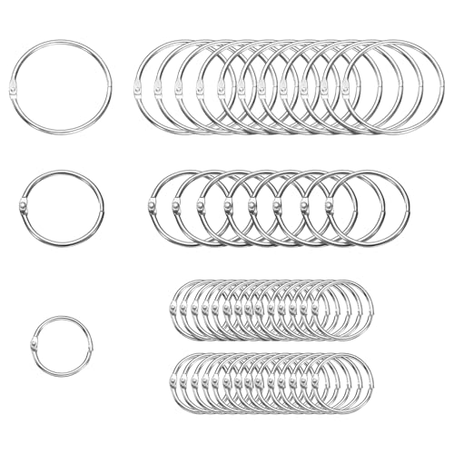 HARFINGTON 60 Stück Binderinge 1/1,5/2 Zoll Loseblatt-Bindering Metall Buchringe Lose Blätter Ringe für Karteikarten Schlüsselanhänger Schlüssel Notebook Ringe für Home Office Silber Ton von HARFINGTON