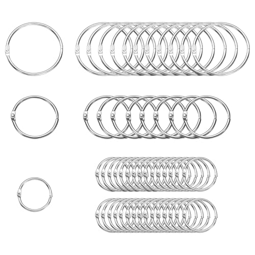 HARFINGTON 80 Stück Binderinge 1/1,5/2 Zoll Loseblatt-Bindering Metall Buchringe Lose Blätter Ringe für Karteikarten Schlüsselanhänger Schlüssel Notebook Ringe für Home Office Silber Ton von HARFINGTON