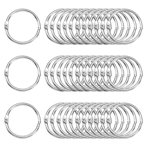 HARFINGTON 80 Stück Binderinge 2,5 cm Loseblatt-Bindering Metall Buchringe lose Blätter Ringe für Karteikarten Schlüsselanhänger Schlüssel Notizbuch Ringe für Home Office Silber Ton von HARFINGTON