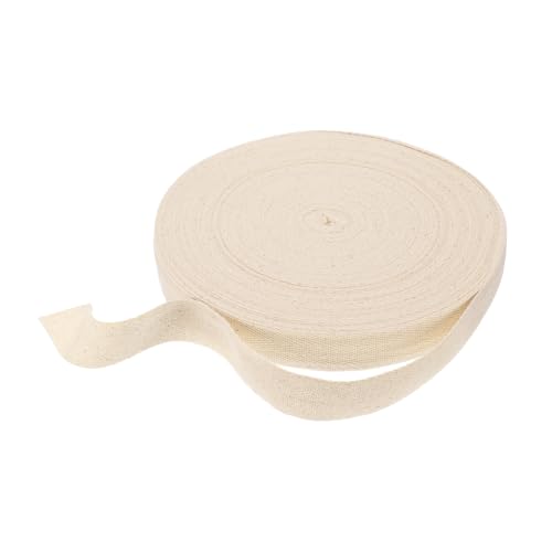 HARFINGTON Baumwoll-Twillband, 2,5 cm, 45,7 m, Fischgräten-Gurtband, Rolle, Schrägband für Heimwerker, Basteln, Nähen, Geschenkverpackung, Beige von HARFINGTON