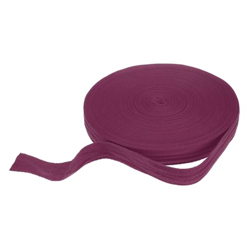 HARFINGTON Baumwoll-Twillband, 2,5 cm, 45,7 m, Fischgräten-Gurtband, Rolle, Schrägband für Heimwerker, Basteln, Nähen, Geschenkverpackung, Magenta von HARFINGTON