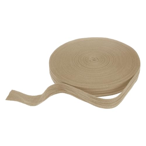 HARFINGTON Baumwoll-Twillband, 2,5 cm, 45,7 m, Fischgräten-Gurtband, Rolle, Schrägband für Heimwerker, Handwerk, Nähen, Geschenkverpackung, Khaki von HARFINGTON