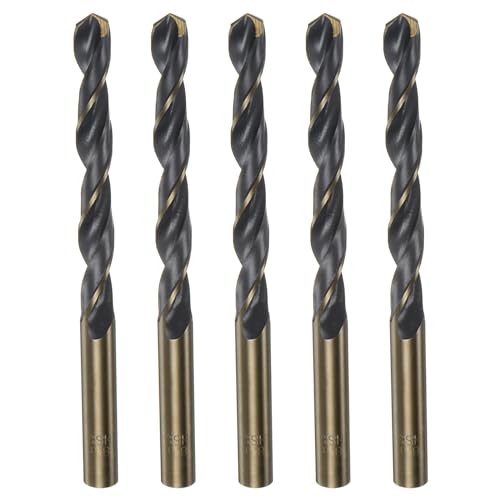 HARFINGTON Bohrer-Bits, 8,5 mm, schwarzes Nitrid und goldfarbenes Titanbeschichtetes Hochgeschwindigkeitsstahl (HSS) 4341 Spiralbohrer für Edelstahl, Kupfer, Aluminiumlegierung, Metall, 5 Stück von HARFINGTON