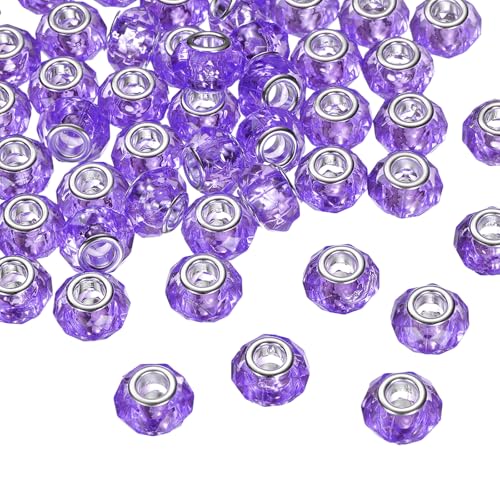 HARFINGTON Glasperlen mit großem Loch, 14 mm, hellviolett, europäisch, lose, runde, facettierte Strasssteine, Bastelperlen für DIY-Armbänder, Halsketten, Schmuckherstellung, 50 Stück HARFINGTON Glasperlen mit großem Loch, 14 mm, hellviolett, europäisch, lose, runde, facettierte Strasssteine, Bastelperlen für DIY-Armbänder, Halsketten, Schmuckherstellung, 50 Stück von HARFINGTON