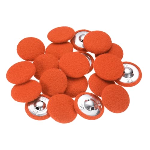 HARFINGTON Knöpfe mit Stoffbezug, rund, 3,3 cm, mit Aluminiumschaft, Nähknöpfe für Wolle, Mantel, Jacke, Hemd, DIY, Orange, 20 Stück von HARFINGTON