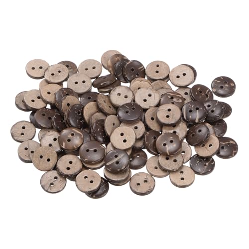 HARFINGTON Nähknöpfe, 11,5 mm, 2 Löcher, runde Holzknöpfe für Kleidung, Basteln, Dekoration, Braun, 100 Stück von HARFINGTON