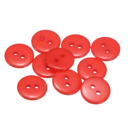 HARFINGTON Nähknöpfe, 12,5 mm, 2 Löcher, Kunstharz, rund, Ersatzknöpfe für Kleidung, DIY, Basteln, Dekoration, Rot, 10 Stück von HARFINGTON