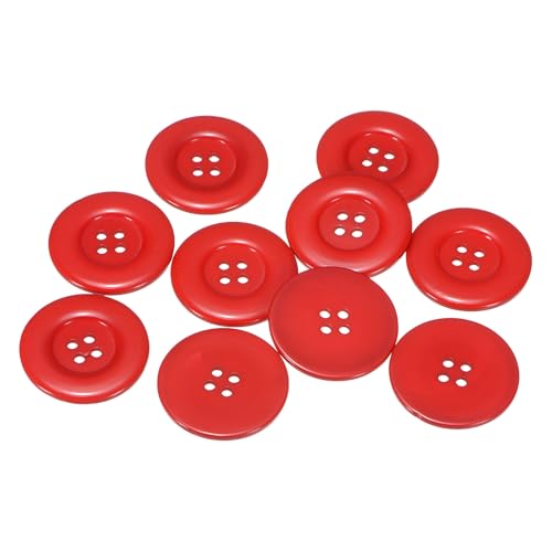 HARFINGTON Nähknöpfe aus Kunstharz, rund, flach, 4 Löcher, zum Nähen von Kleidung und Heimwerken, Rot, 60 l, 38 mm, 10 Stück von HARFINGTON