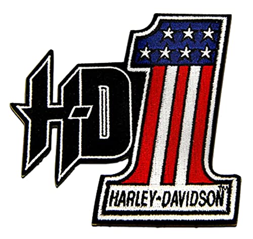 Harley-Davidson 10,2 cm bestickter #1 RWB Logo H-D Emblem Aufnäher Patch - Schwarz, Schwarz, 3.9" x 4" von HARLEY-DAVIDSON