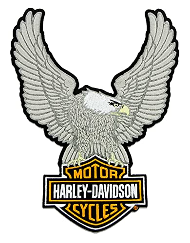 Harley-Davidson 10.25in Embroidery Silver Eagle Bar & Shield Emblem Sew-On Patch von HARLEY-DAVIDSON