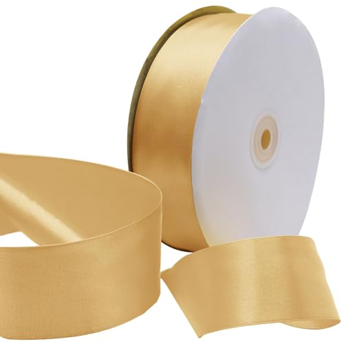 HARSKIYER 91,4 m goldenes Satinband, 3,8 cm, solides Stoffband, Rolle für Geschenkverpackungen, Blumensträuße, Hochzeit, Party, Haardekoration, Schleife und Handwerk von HARSKIYER