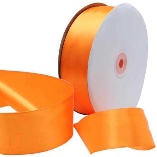 HARSKIYER 91,4 m langes orangefarbenes Satinband, solide Stoffbandrolle für Geschenkverpackungen, Blumensträuße, Hochzeit, Party, Haardekoration, Schleife und Handwerk von HARSKIYER