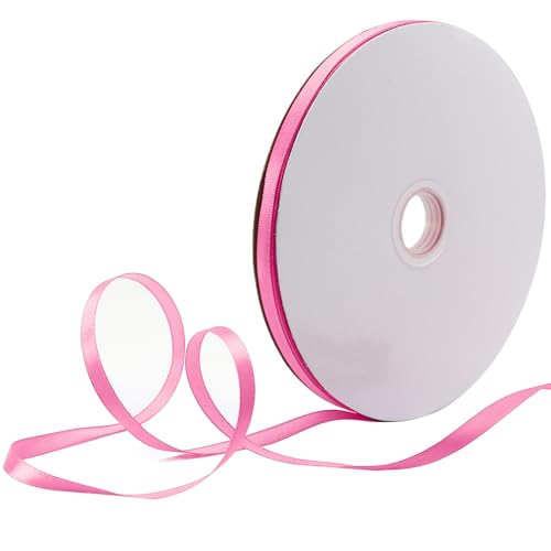 HARSKIYER 91,4 m langes rosa Satinband, solide Stoffbandrolle für Geschenkverpackungen, Blumensträuße, Hochzeit, Party, Haardekoration, Schleife und Handwerk von HARSKIYER