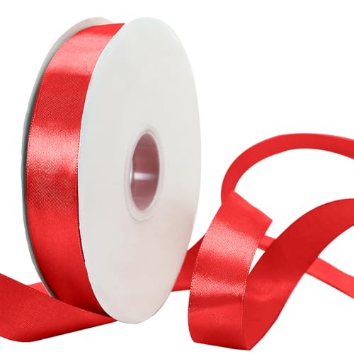 HARSKIYER 91,4 m rotes Satinband, solide Stoffbandrolle für Geschenkverpackungen, Blumensträuße, Hochzeit, Party, Haardekoration, Schleife und Basteln von HARSKIYER