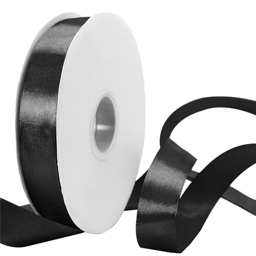 HARSKIYER 91,4 m schwarzes Satinband, solide Stoffbandrolle für Geschenkverpackungen, Blumensträuße, Hochzeit, Party, Haardekoration, Schleife und Handwerk von HARSKIYER