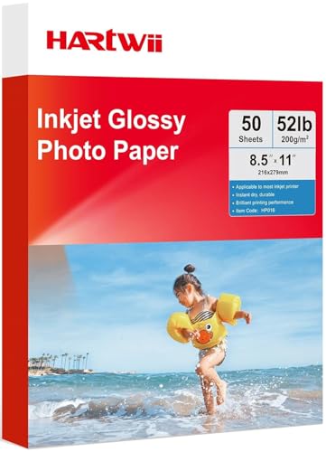 Hartwii Premium Inkjet Fotopapier, einseitig, Hochglanz-Fotopapier, 50 Blatt, 200 g/m², 21,6 x 27,9 cm, für Familienfoto mit Tintenstrahldrucker und Farbstofftinte von HARTWII