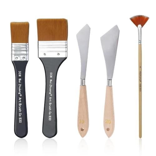 Hary 5-teiliges ölfarben Set Spachtel Set Acrylmalerei, Mini Spachtel Set Fächerpinsel Set, Jünstlerbedarffächerpinsel Acrylmalerei Malmesser für Acrylfarben Hary 5-teiliges ölfarben Set Spachtel Set Acrylmalerei, Mini Spachtel Set Fächerpinsel Set, Jünstlerbedarffächerpinsel Acrylmalerei Malmesser für Acrylfarben von HARY