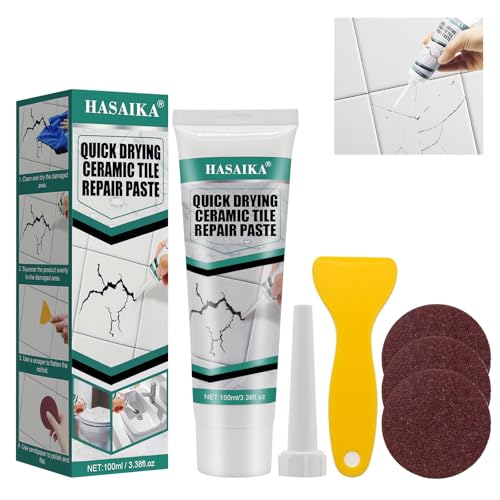 HASAIKA® Fliesen Reparaturpaste, Schnelle Wandspachtel, Wandreparatur Set,Trockenbauflicken Reparaturset mit Schaber,für Wandrestaurierung und Schnelle Reparatur von Rissen von HASAIKA