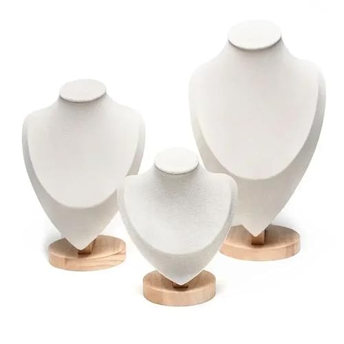 HATJZRUM Schmuckbüste 3 Teile/Satz Samt Schmuck Display Modell Büste Zeigen Aussteller Halskette Anhänger Mannequin Schmuck Ständer Organizer Samt Schmuckständer Für Halsketten(Beige) von HATJZRUM