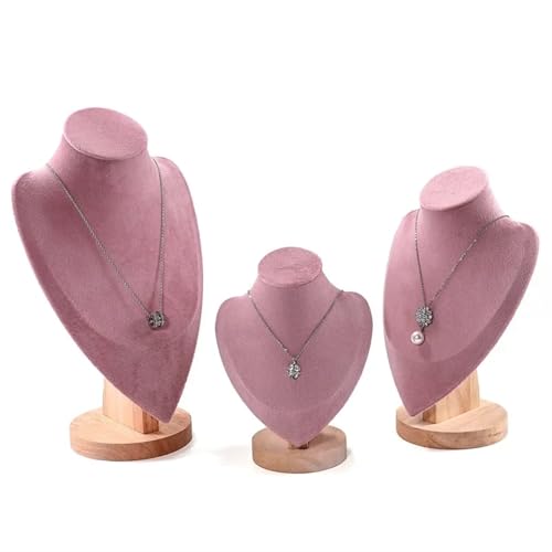 HATJZRUM Schmuckbüste 3 Teile/Satz Samt Schmuck Display Modell Büste Zeigen Aussteller Halskette Anhänger Mannequin Schmuck Ständer Organizer Samt Schmuckständer Für Halsketten(Pink) von HATJZRUM