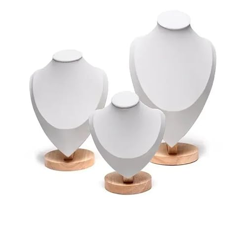 HATJZRUM Schmuckbüste 3 Teile/Satz Samt Schmuck Display Modell Büste Zeigen Aussteller Halskette Anhänger Mannequin Schmuck Ständer Organizer Samt Schmuckständer Für Halsketten(White PU) von HATJZRUM