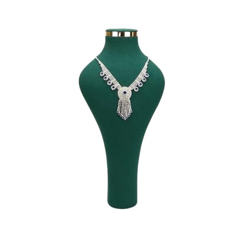 HATJZRUM Schmuckbüste Halskette Display Stand Halter Kleiderbügel Schmuck Display Büste Modell Rack Samt Anhänger Zeigen Regal for Mall Samt Schmuckständer Für Halsketten(Green) von HATJZRUM