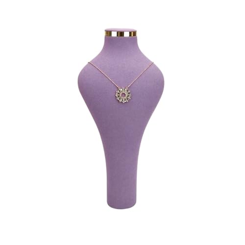 HATJZRUM Schmuckbüste Halskette Display Stand Halter Kleiderbügel Schmuck Display Büste Modell Rack Samt Anhänger Zeigen Regal for Mall Samt Schmuckständer Für Halsketten(Purple) von HATJZRUM