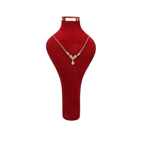 HATJZRUM Schmuckbüste Halskette Display Stand Halter Kleiderbügel Schmuck Display Büste Modell Rack Samt Anhänger Zeigen Regal for Mall Samt Schmuckständer Für Halsketten(Red) von HATJZRUM