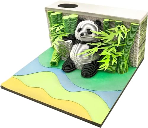 Kalender-Notizblock 2024, 3D Notizblock-Kalender Schreibtischkalender Panda Papierskulptur, Geschenk, 3d-Kunstkalender Nicht Klebrige Notizen von HATUROPO