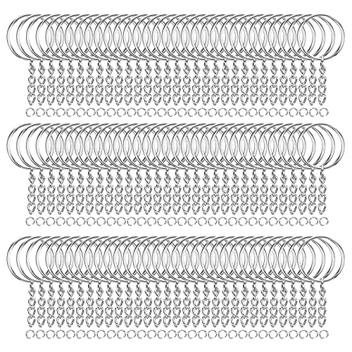 HAUTOCO 100Stück 25mm Schlüsselringe mit Kette und Biegeringen, Schlüsselanhänger-Kit, für DIY Schlüssel Handwerk, Schlüsselanhänger Zubehör, Schmuckherstellung (Silber) von HAUTOCO