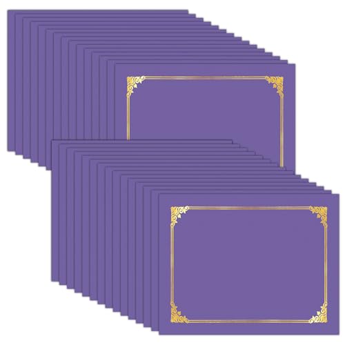 HAUTOCO 30 Packungen Zertifikatshalter, violette Diplomhalter, Dokumentenauszeichnungen, Zertifikatsmappen mit Goldfolienrand für 21,6 x 27,9 cm Briefgröße von HAUTOCO