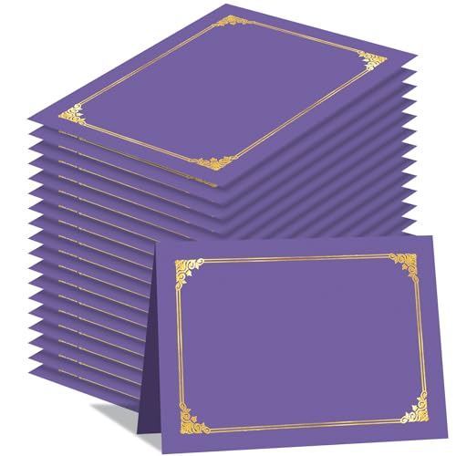 HAUTOCO 50 Packungen Zertifikatshalter, violette Diplomhalter, Dokumentenauszeichnungen, Zertifikatsmappen mit Goldfolienrand für 21,6 x 27,9 cm Briefgröße von HAUTOCO