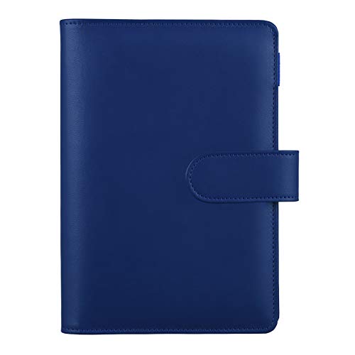 HAUTOCO Ringbuch A6, PU Leder-Notizbuch, nachfüllbar, 6 Ringordner für A6 Budget Binder Budget Planner Haushaltsbuch Personal Organize, Loseblatt A6 Binder mit magnetischer Schnalle, Marineblau von HAUTOCO