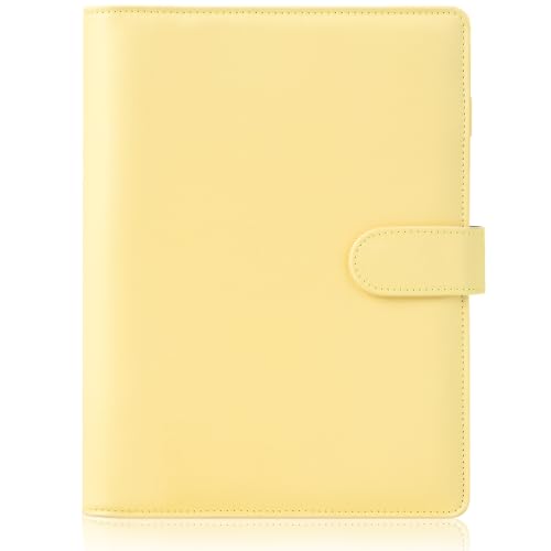 HAUTOCO A5 Binder, 6 Loch A5 Ringbuch Abdeckung, Ringbuch A5 Nachfüllbar Budget Binder, PU Leder Notizbuch A5 Ringbuch Planer Organizer Binder für Büro Schule (ohne Innenpapier), Gelb von HAUTOCO