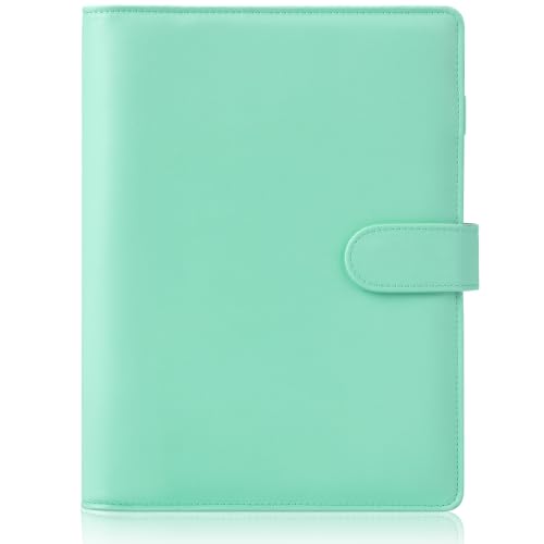 HAUTOCO A5 Binder, 6 Loch A5 Ringbuch Abdeckung, Ringbuch A5 Nachfüllbar Budget Binder, PU Leder Notizbuch A5 Ringbuch Planer Organizer Binder für Büro Schule (ohne Innenpapier), Hellgrün von HAUTOCO