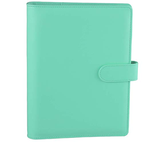 HAUTOCO A5 Binder, 6 Loch A5 Ringbuch Abdeckung, Ringbuch A5 Nachfüllbar Budget Binder, PU Leder Notizbuch A5 Ringbuch Planer Organizer Binder für Büro Schule (ohne Innenpapier), Hellgrün von HAUTOCO