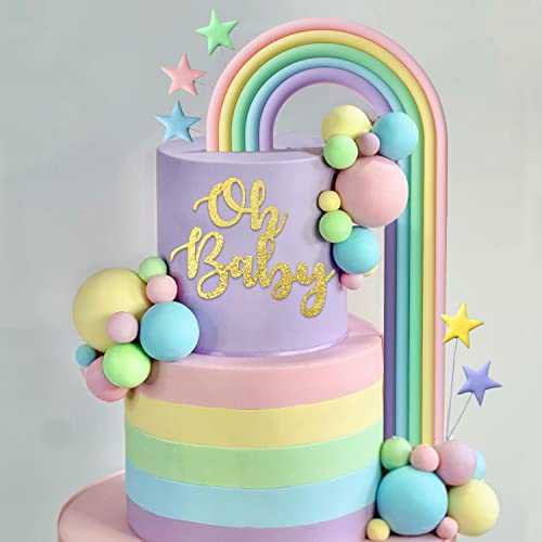 27 Stück Oh Baby Kuchendekorationen Regenbogen Kuchen Dekorationen für Babyparty Neugeborene Geburtstag Willkommen Baby Thema Party Zubehör von HAVAGDTM