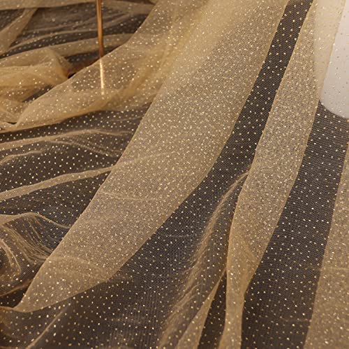 HAVII 152,4 cm x 8 Meter Gold Glitzer Tüllstoff Rollen Pailletten Sheer Stoff für Brautschleier Hochzeit Bogen Hintergrund Dekor Tutu Röcke DIY Nähen Handwerk von HAVII