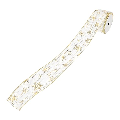 1 Rolle 6cm Weihnachtsband Wickelband weihnachtliches Polyesterband Verpackungsband Hochzeitsband Geschenkbänder seidenband ribbon Treppenhandlaufband Geschenkpaketband Weiß HAWILLOSCH von HAWILLOSCH