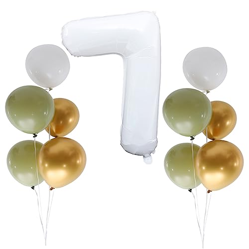 1 Satz Zahlenballon Buchstabendekor Salbei Ballons Nummer 1 Luftballons Grüne Nummernballons Party-layout-ballons Grüne Dekorationen Olivgrüne Luftballons Ornament Emulsion HAWILLOSCH von HAWILLOSCH