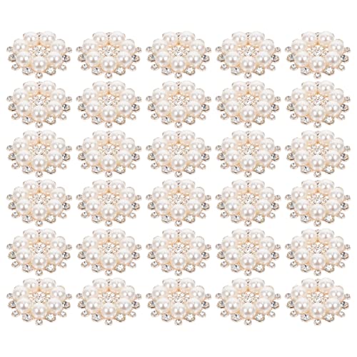 30st Pearl Snowflake Zubehör Hausgemachte Ornamente Modeschmuck Schmuckknöpfe Aus Strass Perlmuttknöpfe Perlmutt-schneeflocke-taste Kopfbedeckungen Dekorativer Charme Golden Perle HAWILLOSCH von HAWILLOSCH